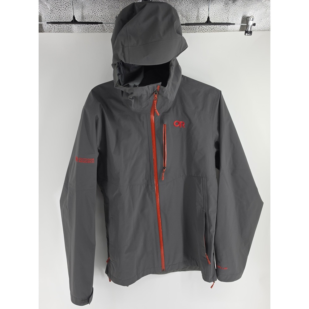 Outdoor Research Interstellar AscentShell Dry Jacket Mens Medium Gray Red Rain